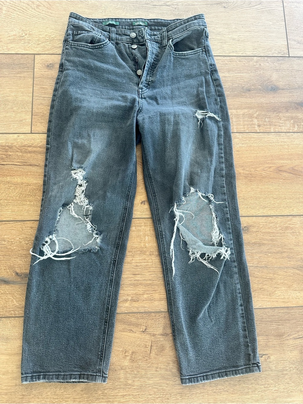 wild fable Washed Black Distressed Straight Leg Jeans